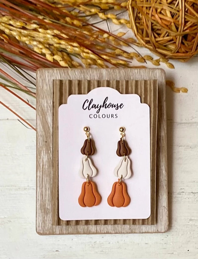Stacked Pumpkins | Clay Earrings