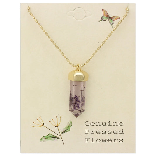 Lavender Crystal | Dried Flower Necklace