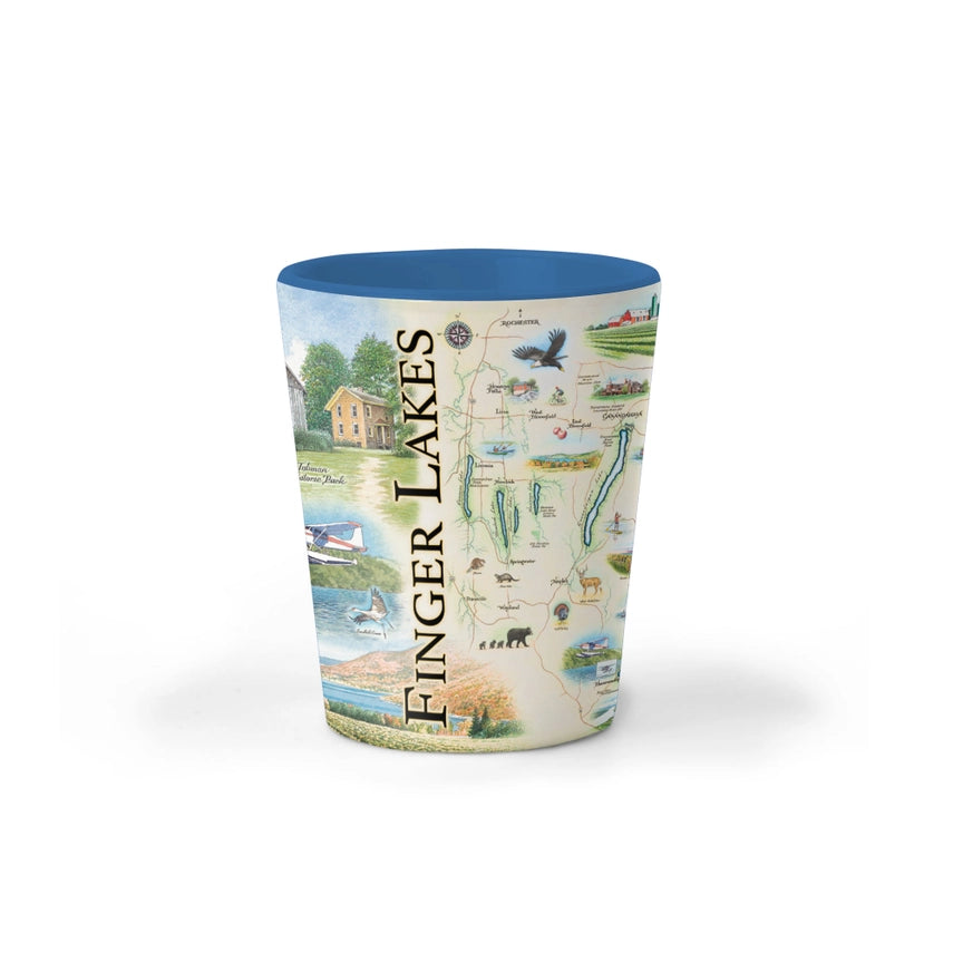 Ceramic Shot Glass 1.5oz | Finger Lakes, NY Map