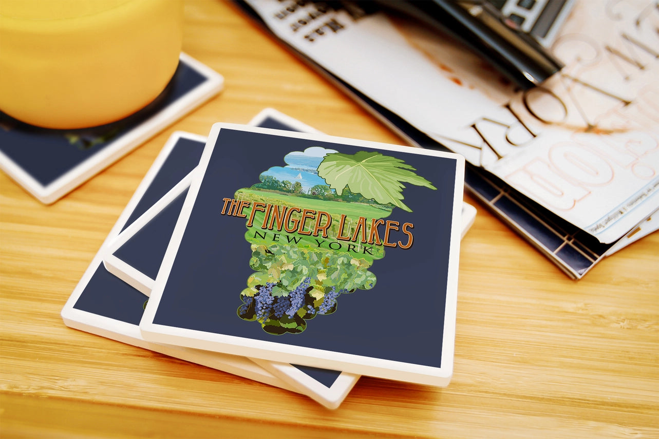 Ceramic Coaster - Finger Lakes, NY, Vineyard