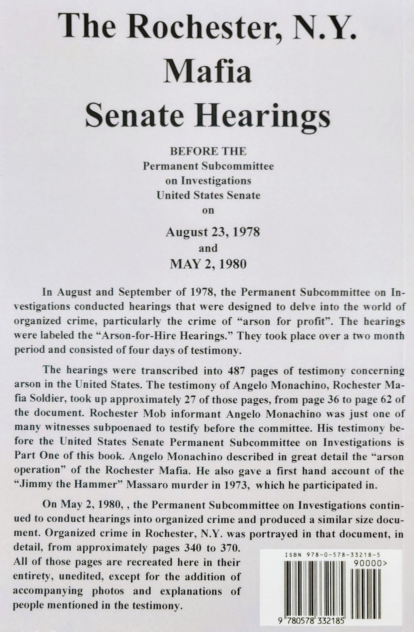 The Rochester, N.Y. Mafia Senate Hearings - Blair T. Kenny