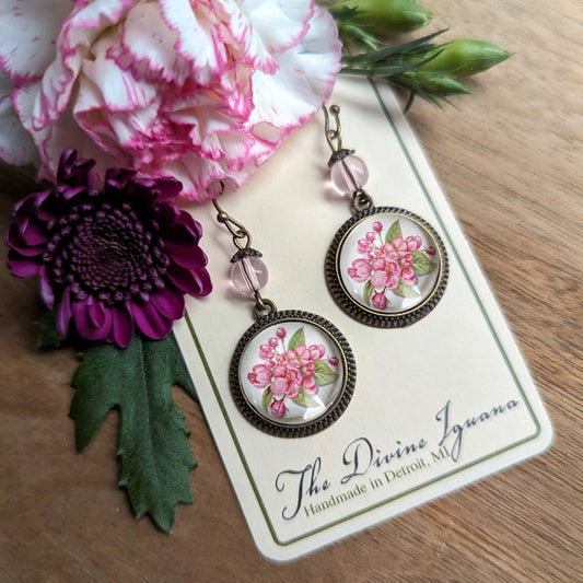 Cherry Blossom Earrings W/ Pink Bead
