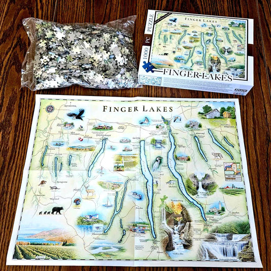 1000PC Puzzle | Finger Lakes, NY Map