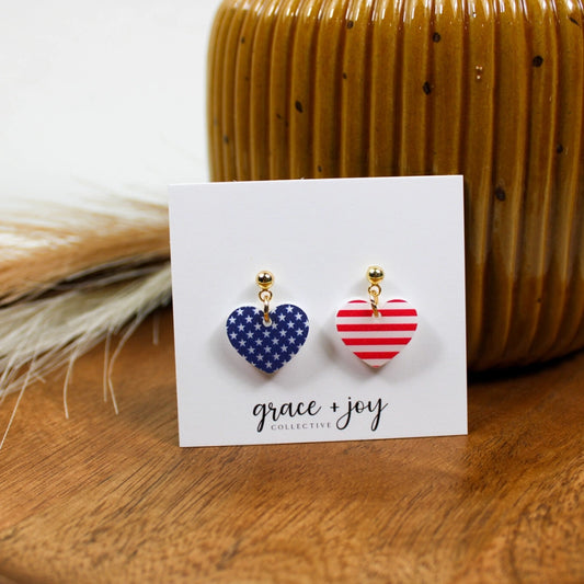 US Flag Heart | Acrylic Earrings