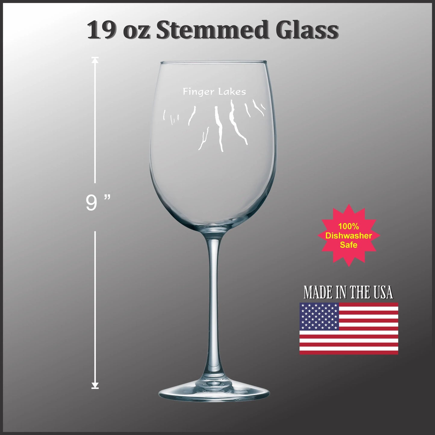 Stemmed Wine Glass 19oz | Finger Lakes, NY