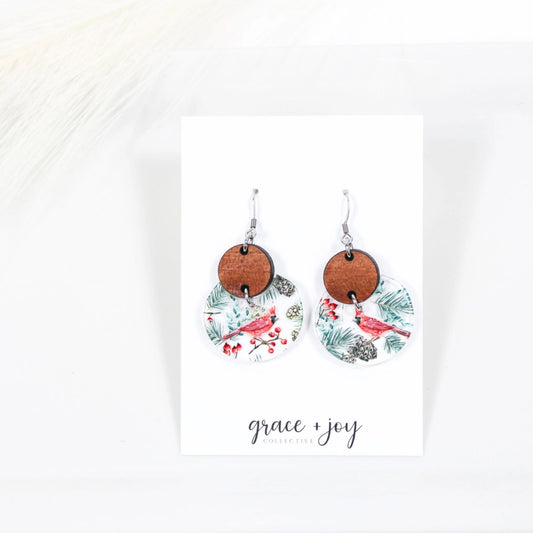 Winter Cardinal | Acrylic Earrings