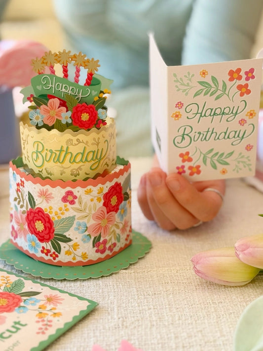 Mini Blooming Birthday Cake | Pop-Up Greeting Card