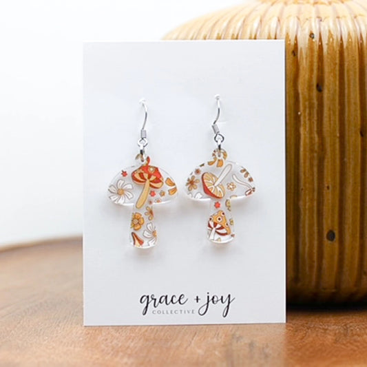 70's Retro Mushroom | Acrylic Earrings