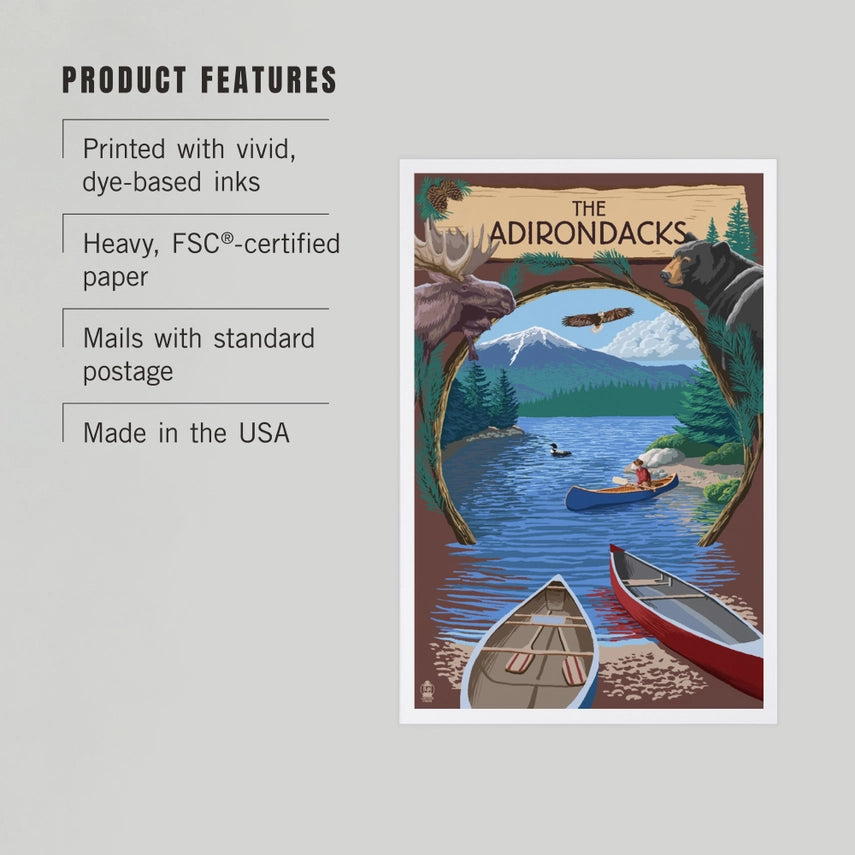 Canoe Scene, The Adirondacks, NY - Premium Postcards
