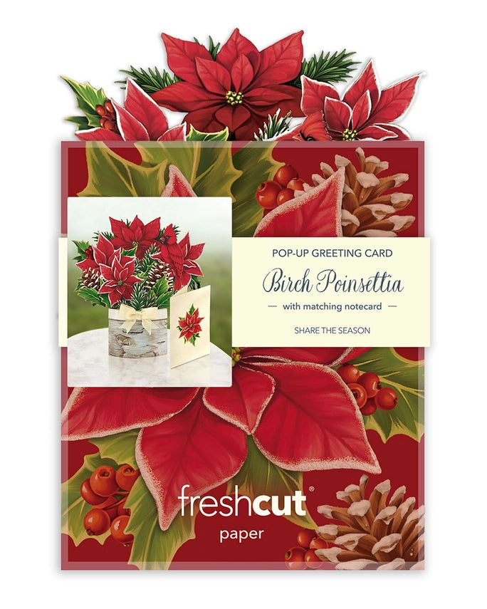 Mini Birch Poinsettia | Pop-Up Greeting Card