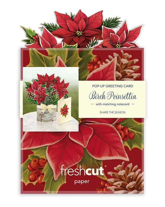 Mini Birch Poinsettia | Pop-Up Greeting Card