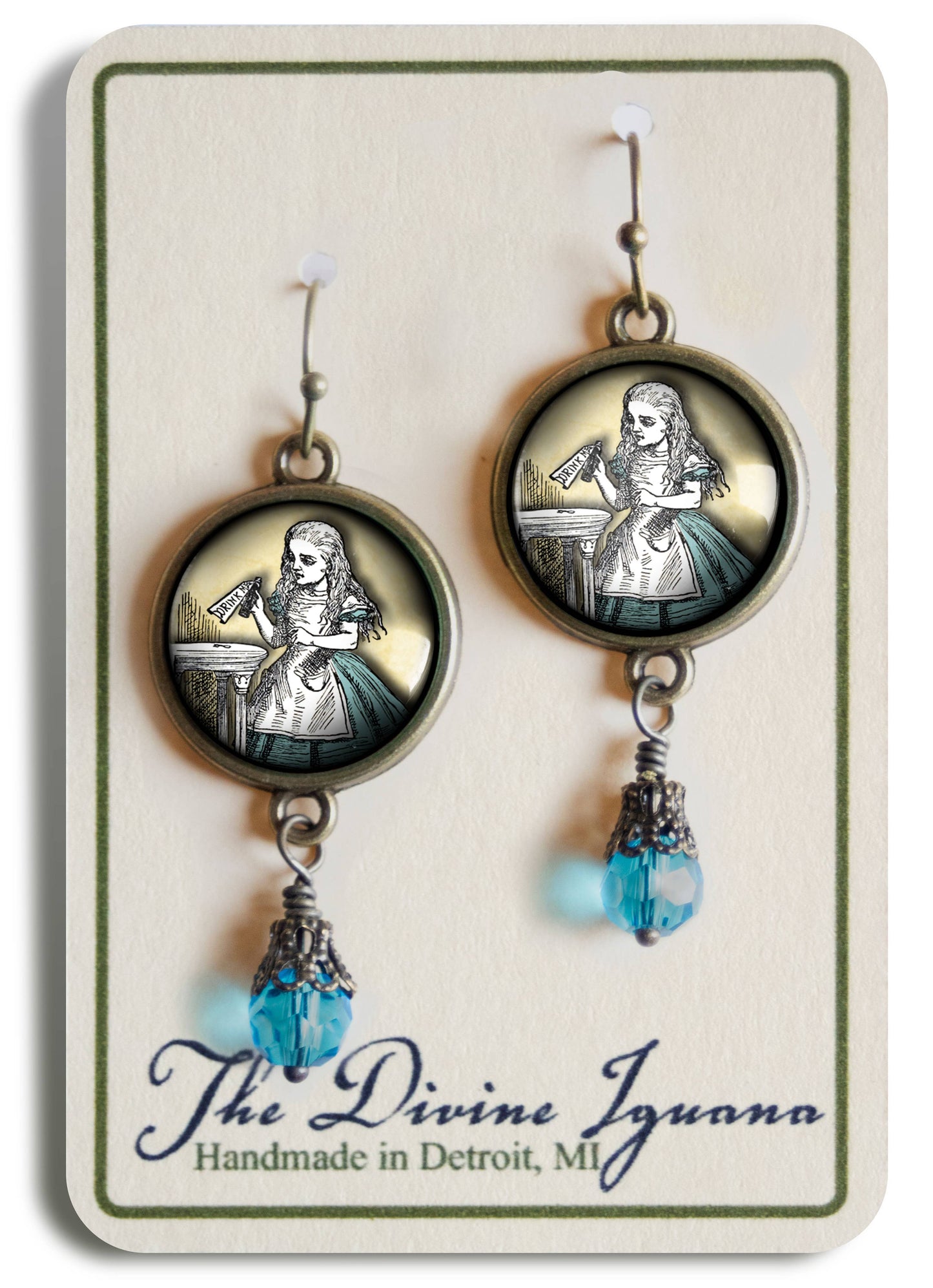Alice In Wonderland | Glass Cabochon Earrings