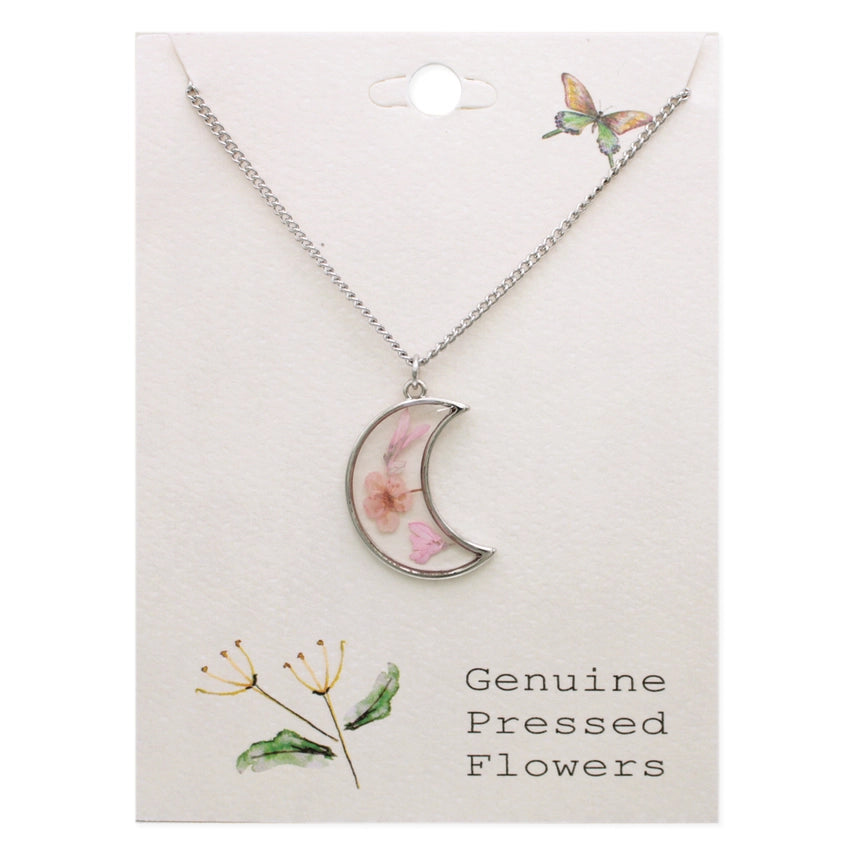 Pink Silver Moon | Dried Flower Necklace