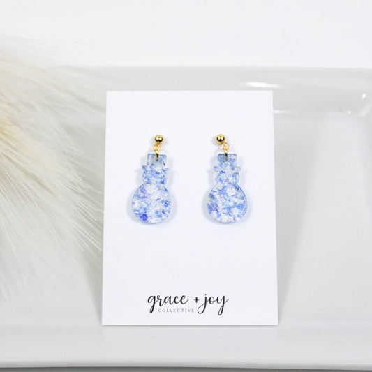 Blue Snowman | Acrylic Earrings