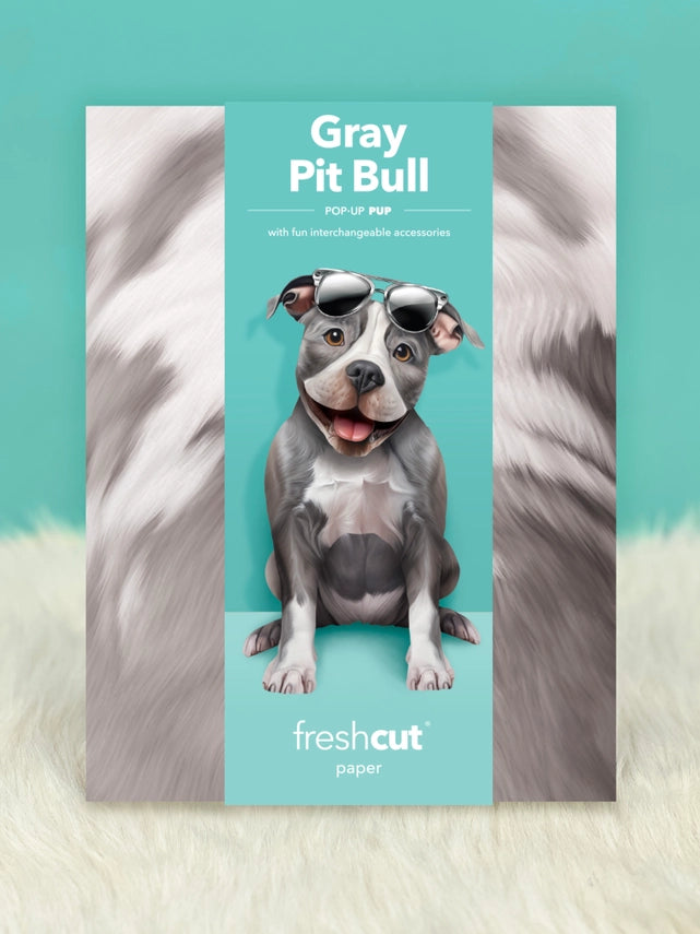 Gray Pitbull | Pop-Up Greeting Card
