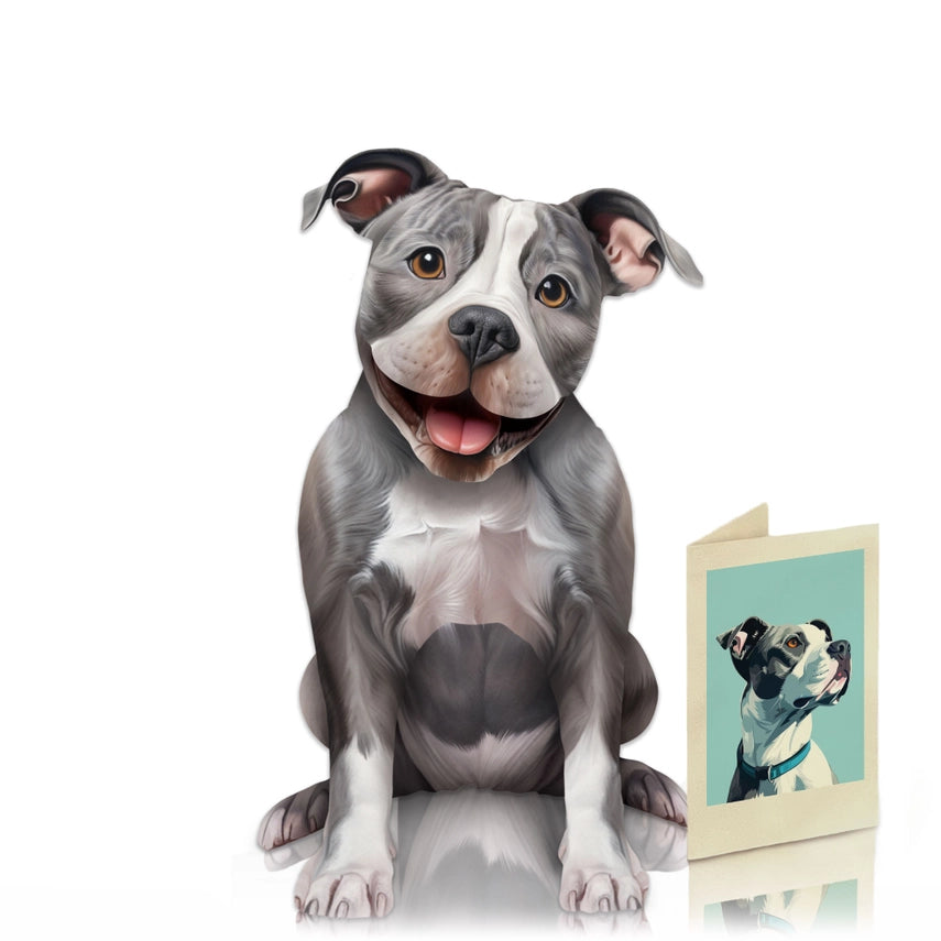 Gray Pitbull | Pop-Up Greeting Card