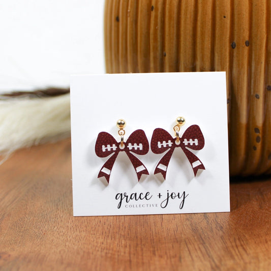 Football Bow | Acrylic Earrings