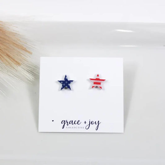 US Flag Star | Acrylic Earrings