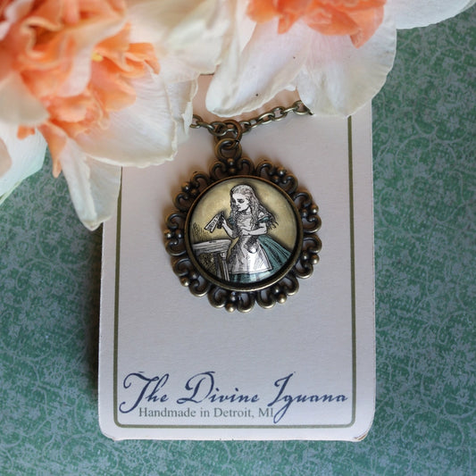Alice In Wonderland "Drink Me" Ornate Pendant Necklace