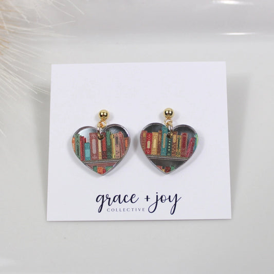 Book Heart | Acrylic Earrings
