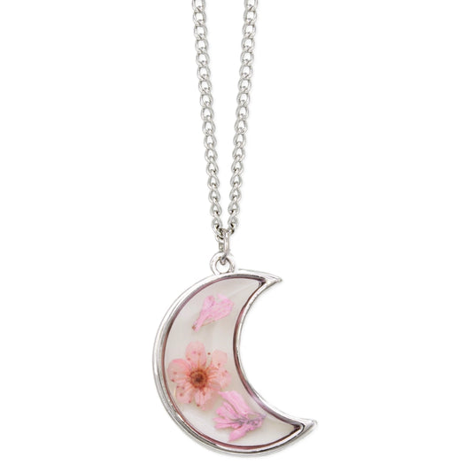 Pink Silver Moon | Dried Flower Necklace