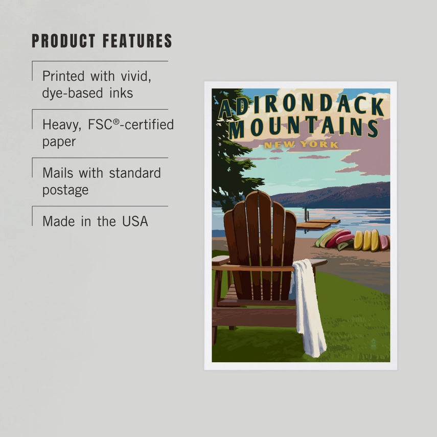 Chair Lake, Adirondack Mountains, NY - Premium Postcards