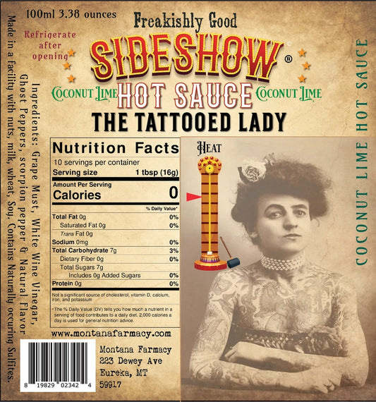 The Tattooed Lady Coconut-Lime - Sideshow Hot Sauce 4oz