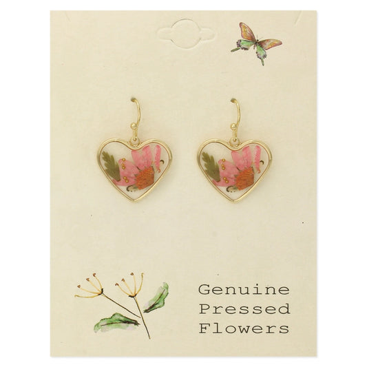 Cottage Flower Heart | Dried Flower Earrings