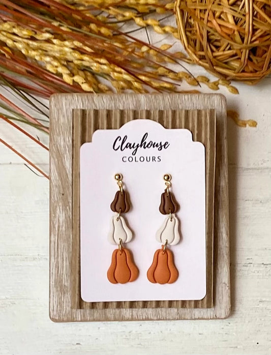 Stacked Pumpkins | Clay Earrings