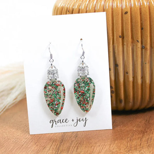 Glitter Christmas Bulb | Acrylic Earrings