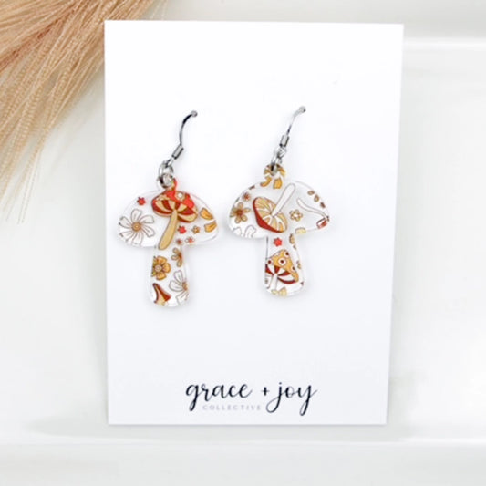70's Retro Mushroom | Acrylic Earrings