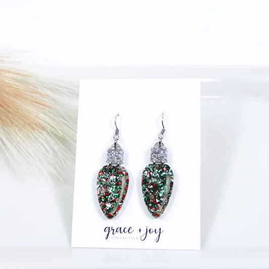 Glitter Christmas Bulb | Acrylic Earrings