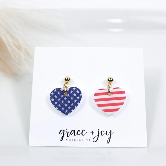 US Flag Heart | Acrylic Earrings