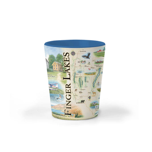 Ceramic Shot Glass 1.5oz | Finger Lakes, NY Map