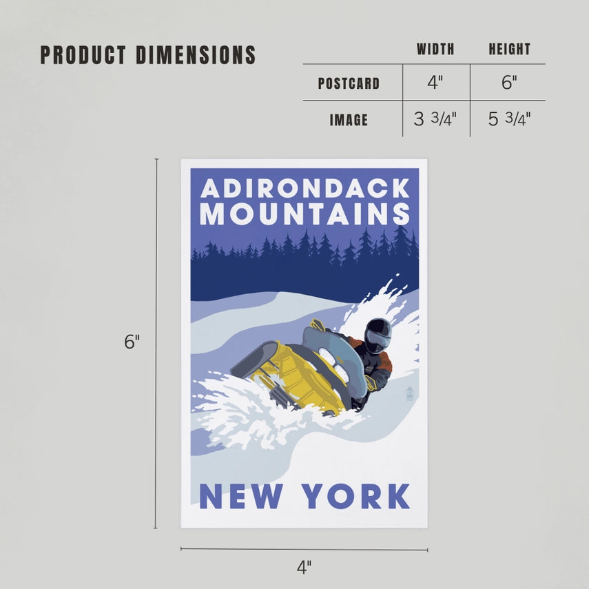 Snowmobile, Adirondack Mountains, NY - Premium Postcards