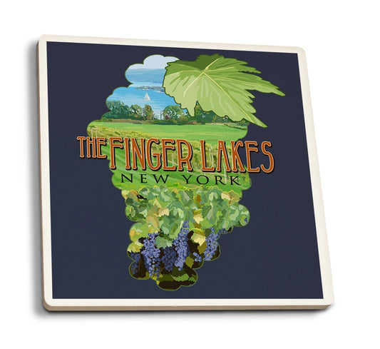 Ceramic Coaster - Finger Lakes, NY, Vineyard