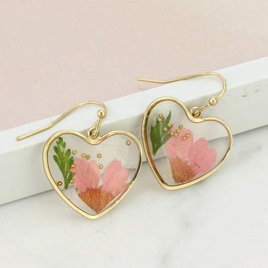 Cottage Flower Heart | Dried Flower Earrings
