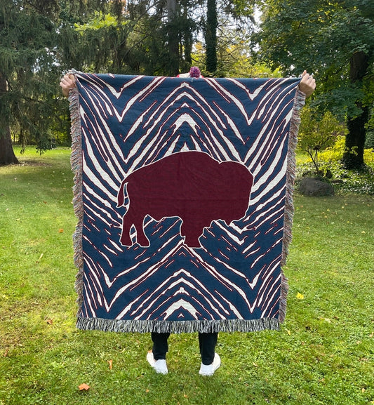 Buffalo Zebra Woven Cotton Throw | Buffalo Bills