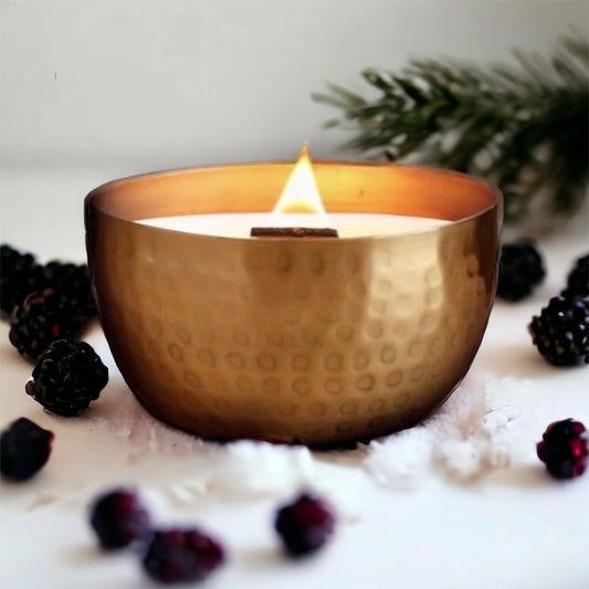 Blackberry & Saffron - Soy Wax Brass Candle 14oz