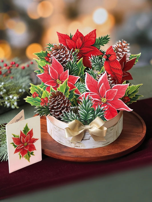 Birch Poinsettia | Pop-Up Greeting Card