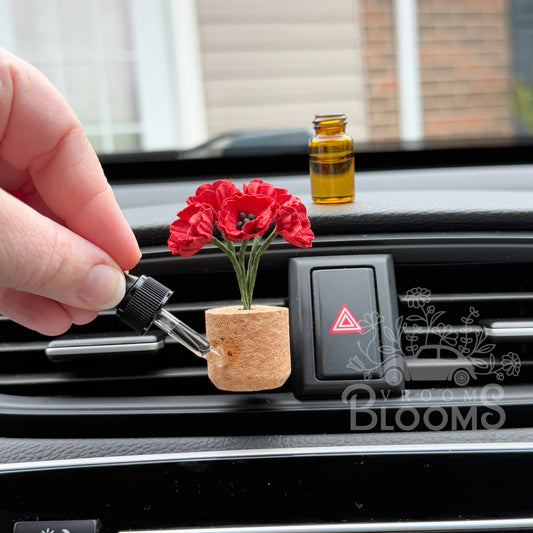 Red Poppies Car Vent Clip Diffuser | Vroom Blooms