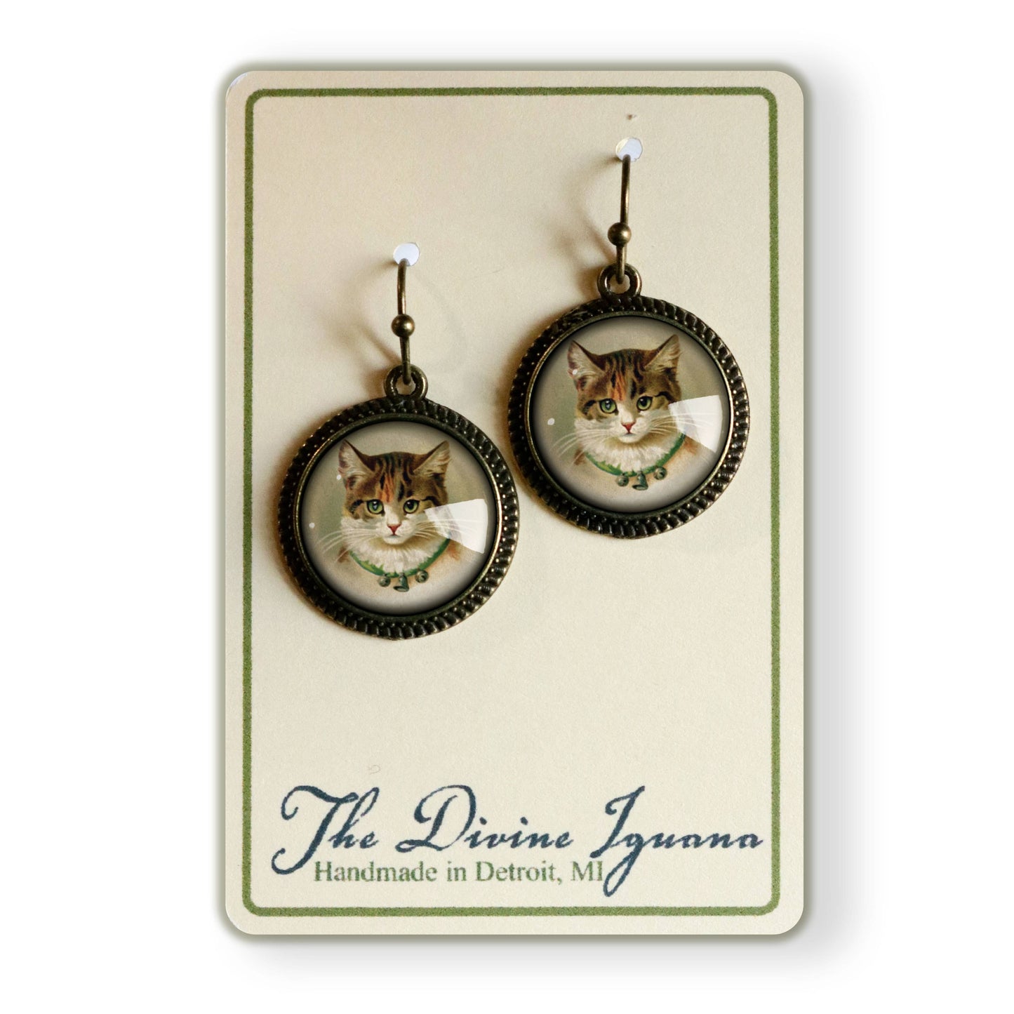 Calico Cat | Glass Cabochon Earrings
