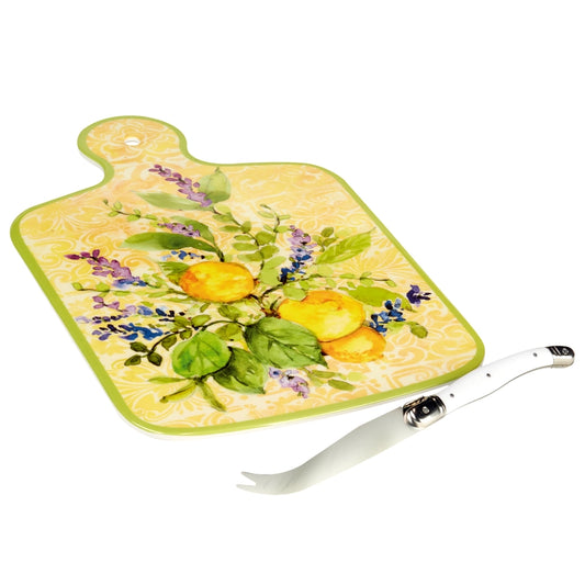 Lemon Zest | Melamine Cheese Plate + Stainless Steel Knife