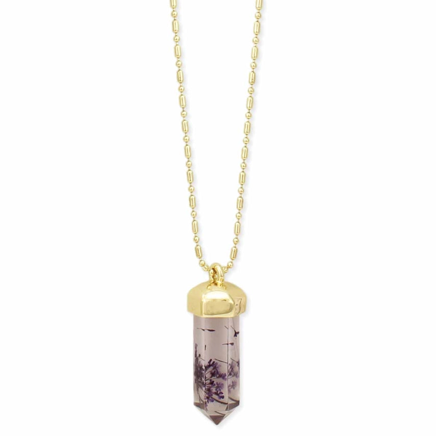 Lavender Crystal | Dried Flower Necklace