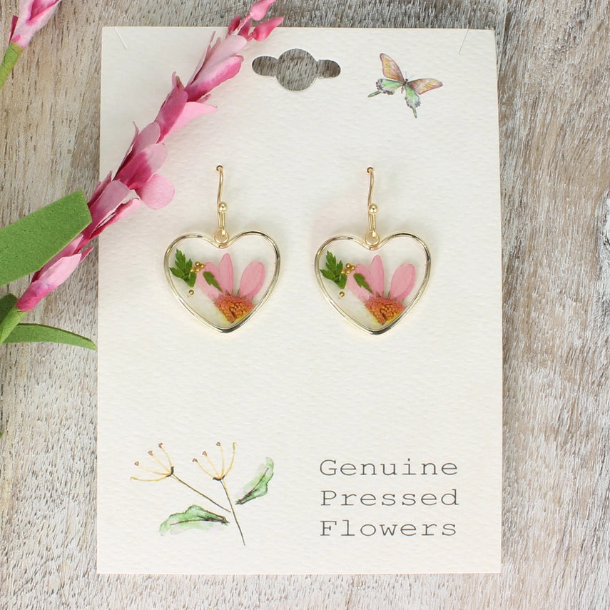 Cottage Flower Heart | Dried Flower Earrings