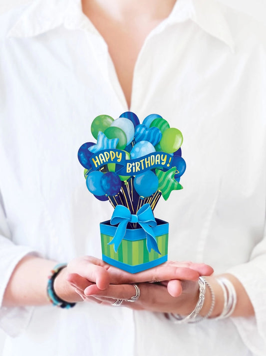 Mini Blue Birthday Balloons | Pop-Up Greeting Card (NEW ARRIVAL)