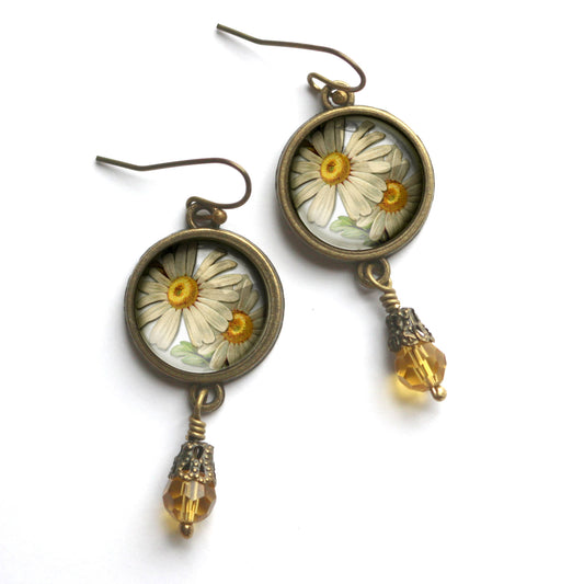Summer Daisy | Glass Cabochon Earrings