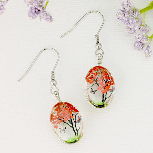 Pink Cherry Blossoms | Dried Flower Earrings