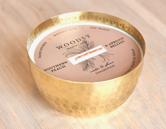 Southern Peach & Apricot Bellini - Soy Wax Brass Candle 14oz