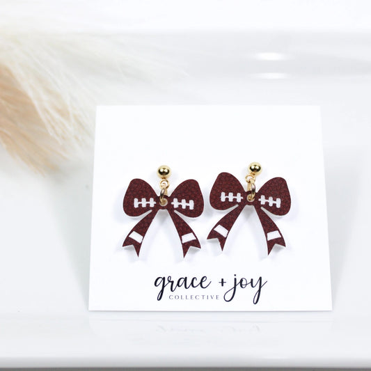 Football Bow | Acrylic Earrings